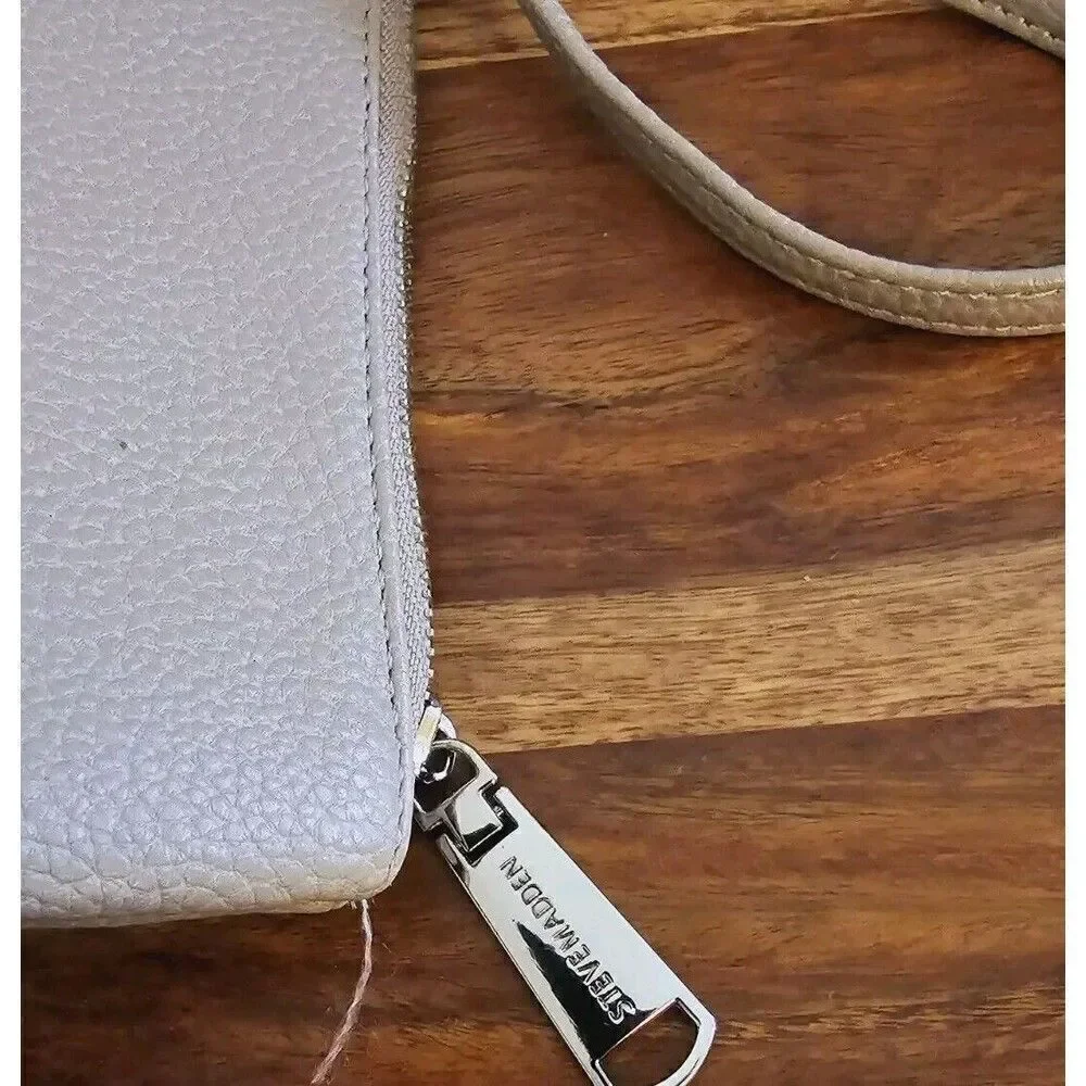 Steve Madden Wallet Wristlet Coin Purse Gray Faux Leather